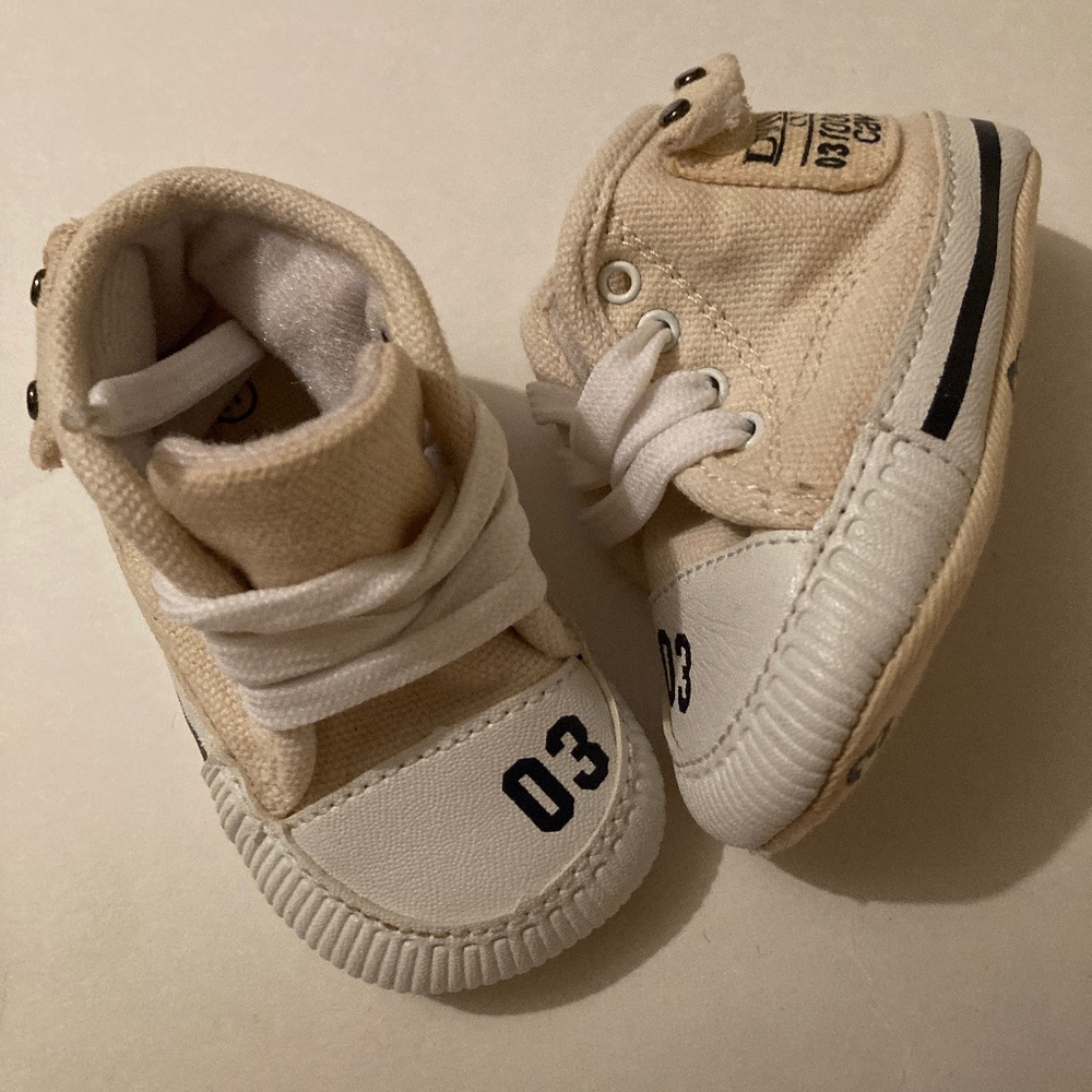 Roberto Cavalli Baby Canvas Lace Up Shoes 0-3 mo NEW